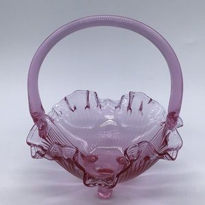 Vintage Made by Fenton for Indiana Tiara Glass Lavender Glass Footed Basket